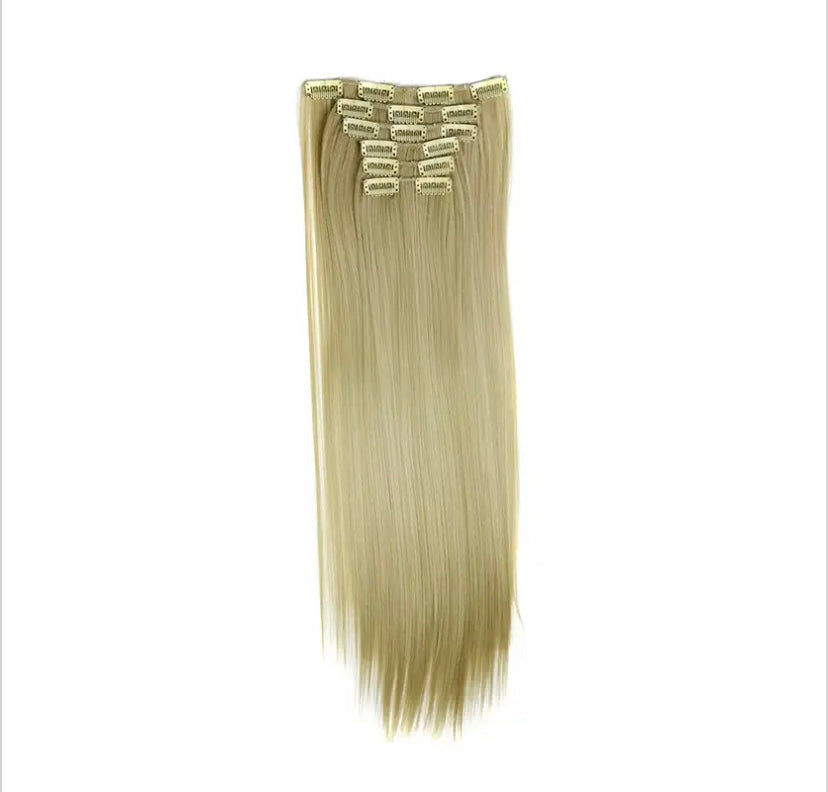 6 Piece 16 Clips 23inch Straight Wig Hair Extensions For Women