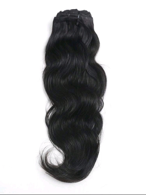 Black wave human hair clip-in